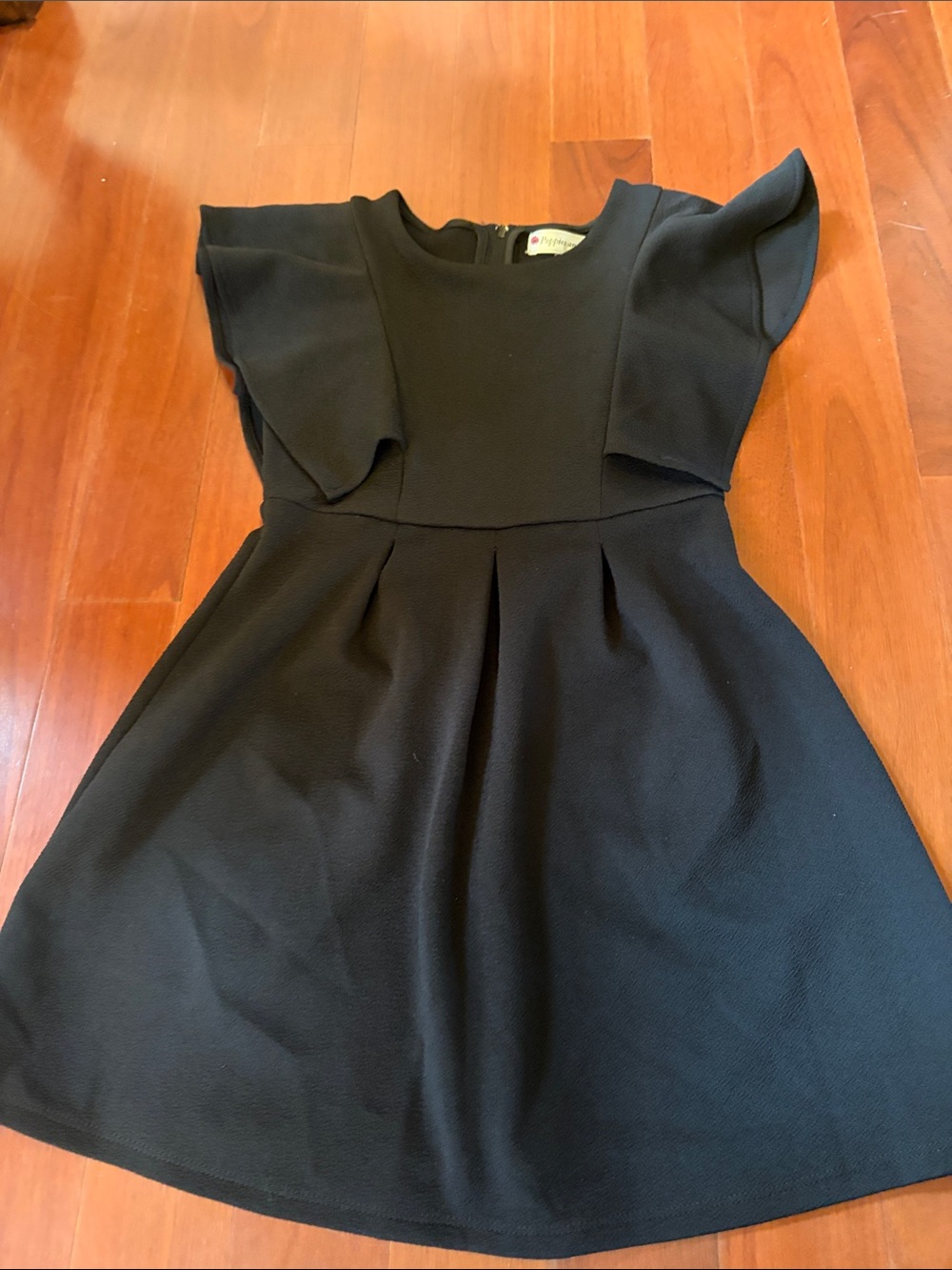 Elegant Black Flutter-Sleeve Kids Dress by
